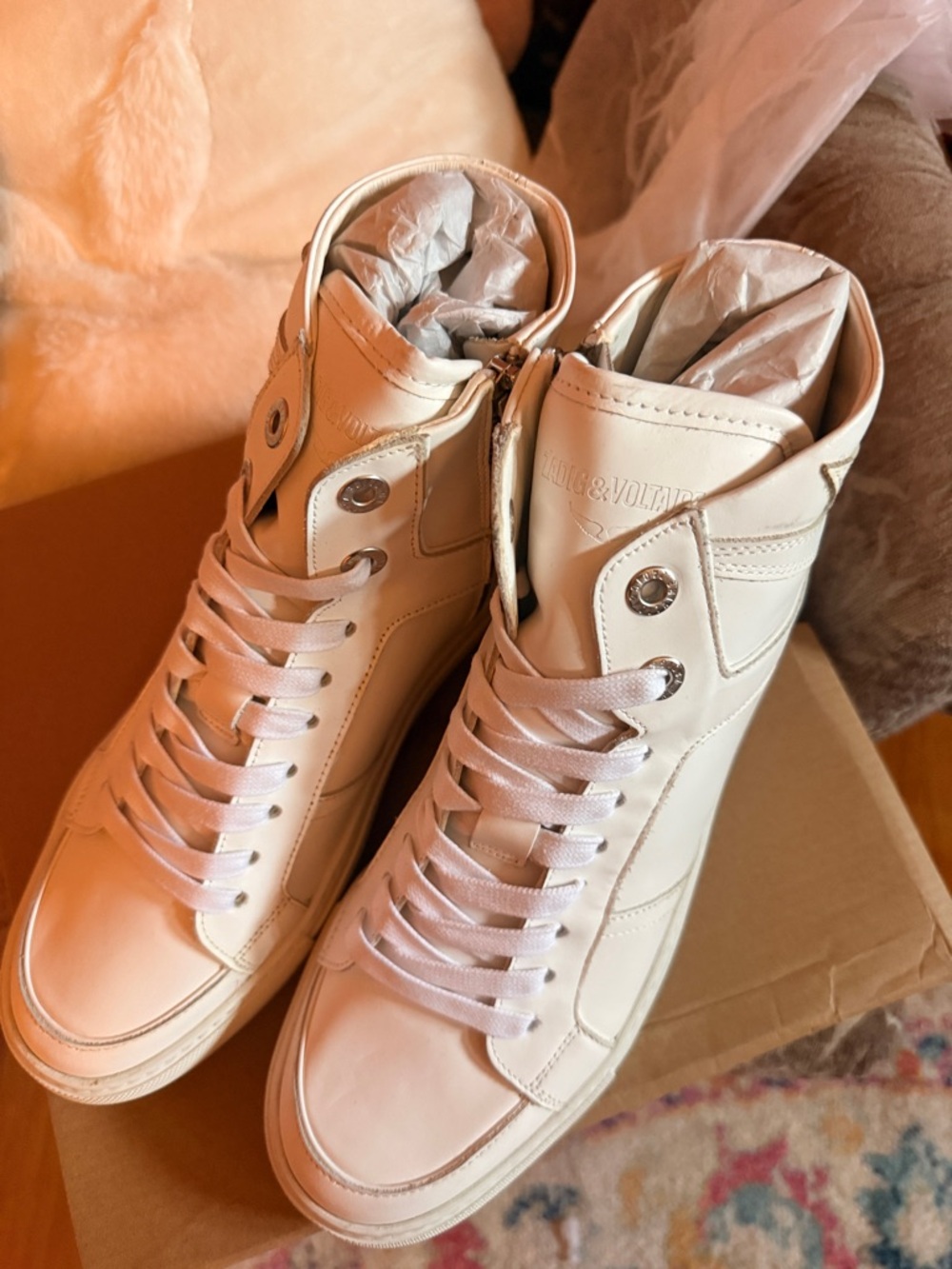 Zadig & Voltaire White High-Top Leather Sneakers